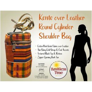 Vintage SMALL Kente Round Cylinder Shoulder Bag